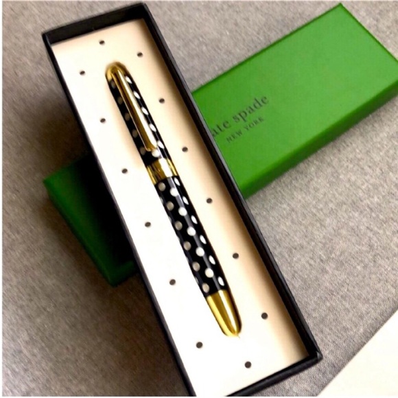 Kate Spade Black and White Polka Dot Pen with Gold Accents - Picture 1 of 5